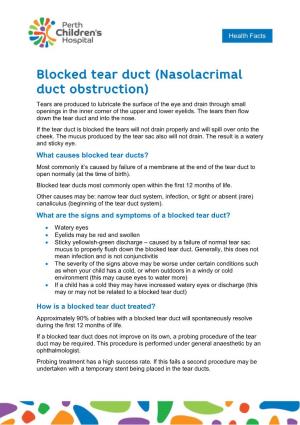 Blocked Tear Duct (Nasolacrimal Duct Obstruction)