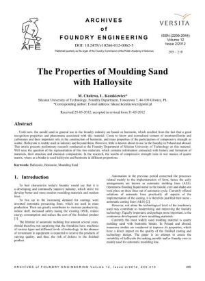 The Properties of Moulding Sand with Halloysite