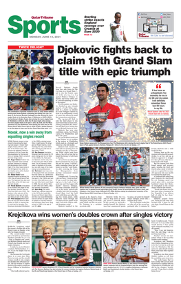 Djokovic Fights Back to Claim 19Th Grand Slam Title with Epic Triumph
