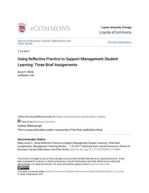 Using Reflective Practice to Support Management Student Learning: Three Brief Assignments
