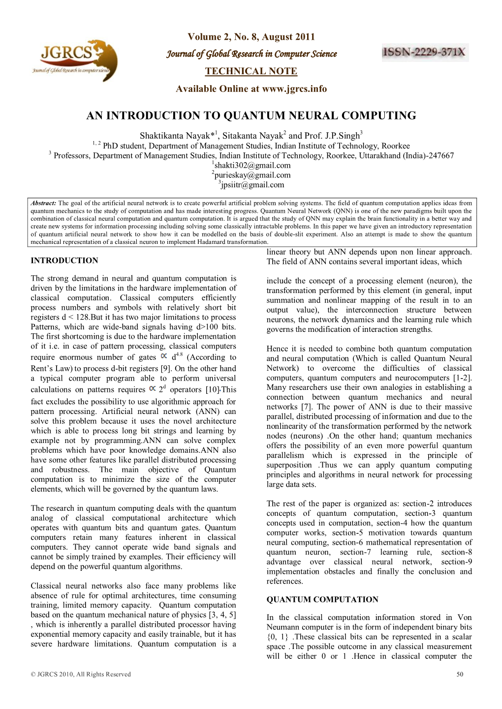 An Introduction to Quantum Neural Computing