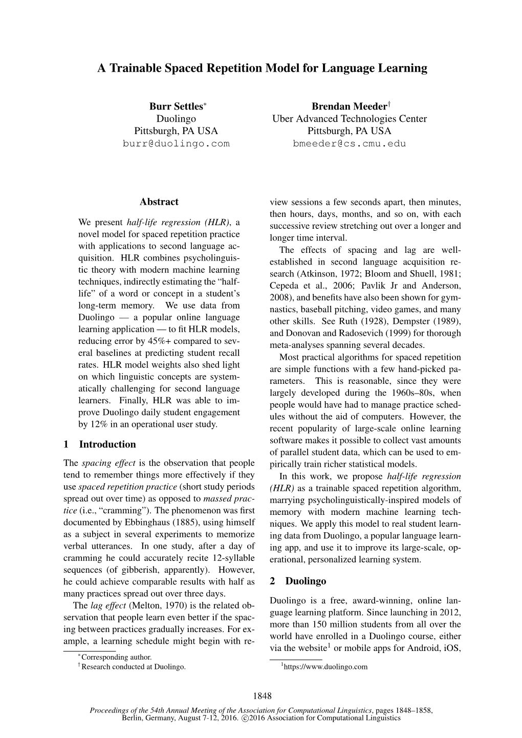 A Trainable Spaced Repetition Model for Language Learning