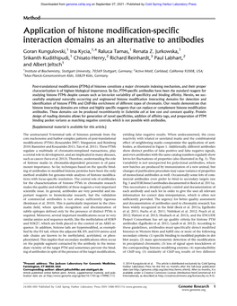 Application of Histone Modification-Specific Interaction Domains As an Alternative to Antibodies
