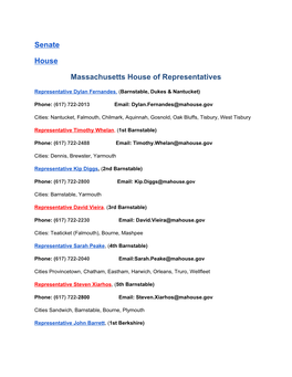 Senate House Massachusetts House of Representatives