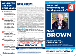 NOEL BROWN THURSDAY the NEXT a Local Choice for Chess Valley A Record Noel and His Wife Have Lived and Worked in the Division for Over 44 Years