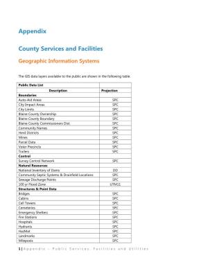 Appendix County Services and Facilities