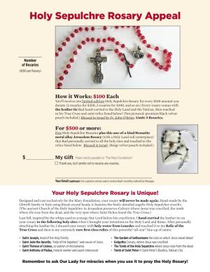 Holy Sepulchre Rosary Appeal
