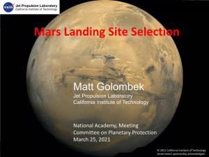 How to Select a Landing Site on Mars