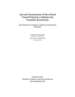 Use and Governance of Non-Wood Forest Products in Market and Transition Economies