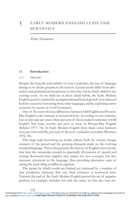 Early Modern English Lexis and Semantics
