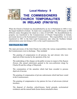 The Commissioners Church Temporalities in Ireland