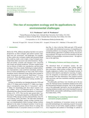 The Rise of Ecosystem Ecology and Its Applications to Environmental Challenges