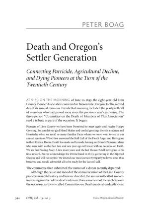 Death and Oregon's Settler Generation