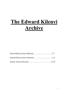 Edward Kilenyi Archive