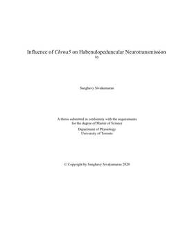 Influence of Chrna5 on Habenulopeduncular Neurotransmission By