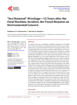 “Sea Diamond” Wreckage—12 Years After the Fatal Maritime Accident, the Vessel Remains an Environmental Concern