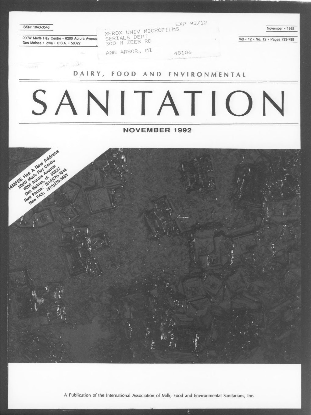 Dairy, Food and Environmental Sanitation 1992-11