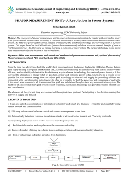 PHASOR MEASUREMENT UNIT: - a Revolution in Power System