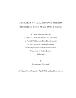 Comparison of DNA Sequence Assembly Algorithms Using Mixed Data Sources