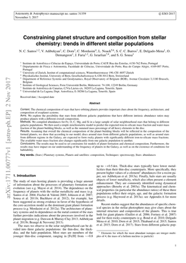 Constraining Planet Structure and Composition from Stellar Chemistry: Trends in Different Stellar Populations N