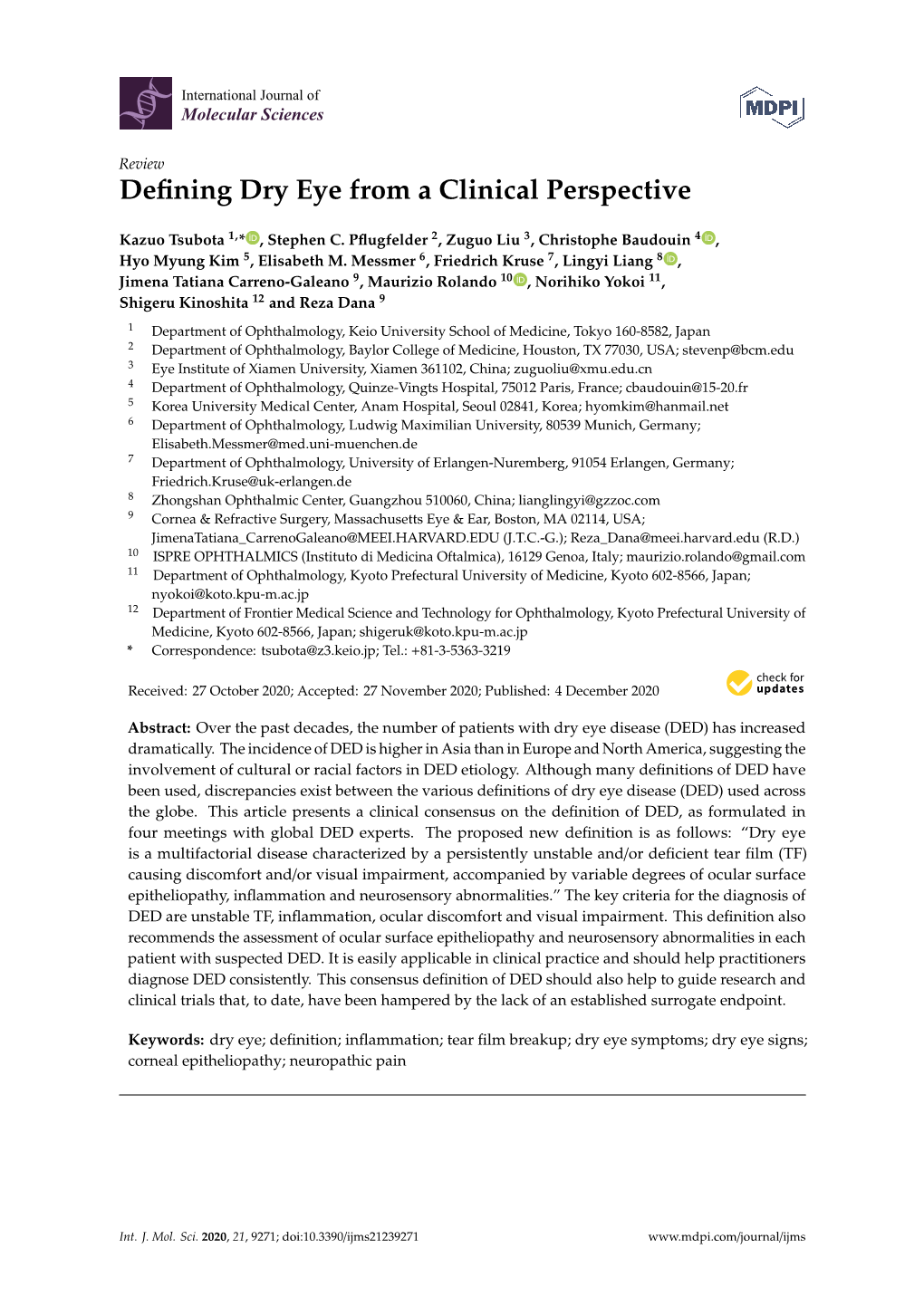 Defining Dry Eye from a Clinical Perspective