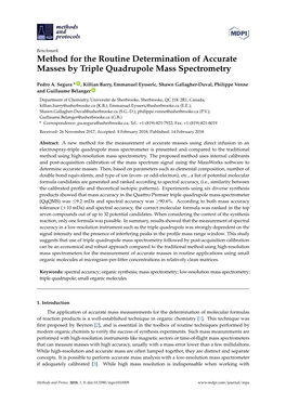 Method for the Routine Determination of Accurate Masses by Triple Quadrupole Mass Spectrometry