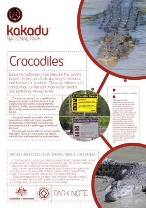Crocodiles Factsheet, Kakadu National Park