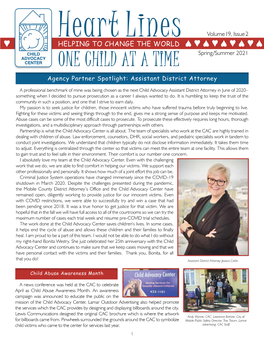 ONE CHILD at a TIME Spring/Summer 2021 Agency Partner Spotlight: Assistant District Attorney