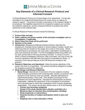 Key Elements of a Clinical Research Protocol and Informed Consent