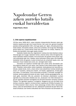 Napoleondar Gerren Azken Aurreko Bataila Euskal Lurraldeetan Aragon Ruano, Alvaro