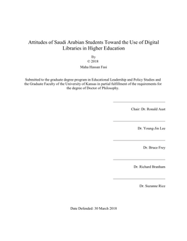 Attitudes of Saudi Arabian Students Toward the Use of Digital Libraries in Higher Education