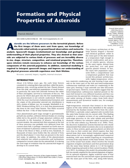 Formation and Physical Properties of Asteroids