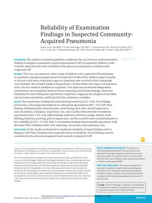 Reliability of Examination Findings in Suspected Community- Acquired Pneumonia