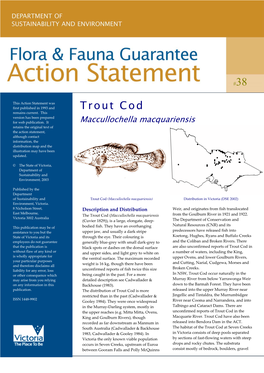 Trout Cod (Maccullochella Macquariensis) Distribution in Victoria (DSE 2002) Environment, Victoria