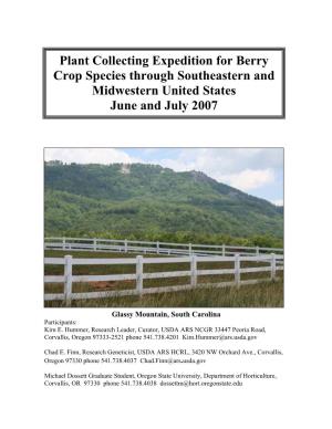 Plant Collecting Expedition for Berry Crop Species Through Southeastern