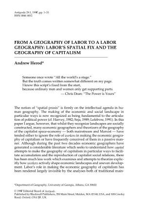 Labor's Spatial Fix and Thegeography of Capitalism