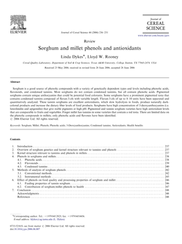 Sorghum and Millet Phenols and Antioxidants