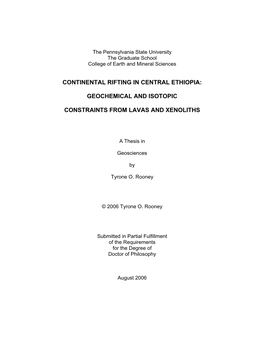 Continental Rifting in Central Ethiopia