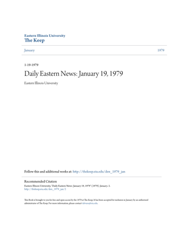 Daily Eastern News: January 19, 1979 Eastern Illinois University