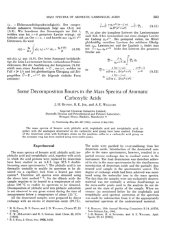 Some Decom Position Routes in the Mass Spectra of Aromatic