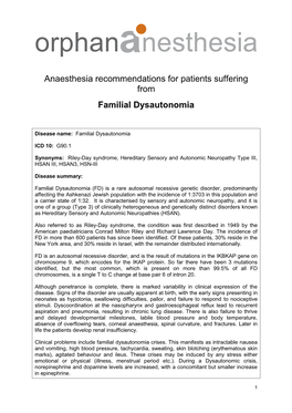 Familial Dysautonomia