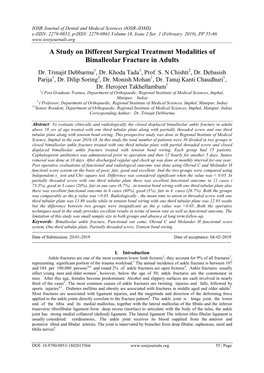 A Study on Different Surgical Treatment Modalities of Bimalleolar Fracture in Adults