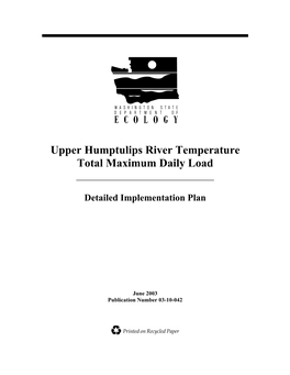 Upper Humptulips River Temperature TMDL Detailed Implementation Plan List of Tables