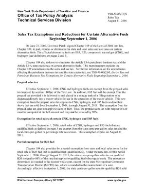TSB-M-06(10)S:(8/06):Sales Tax Exemptions and Reductions For