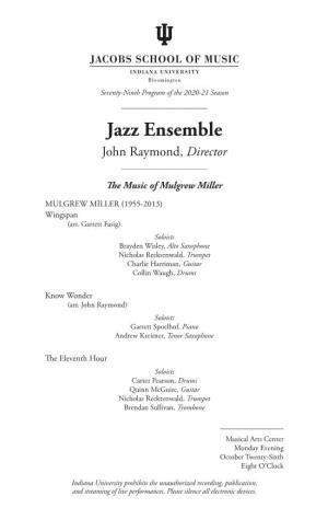 10/26/2020 John Raymond Jazz Ensemble Concert Program