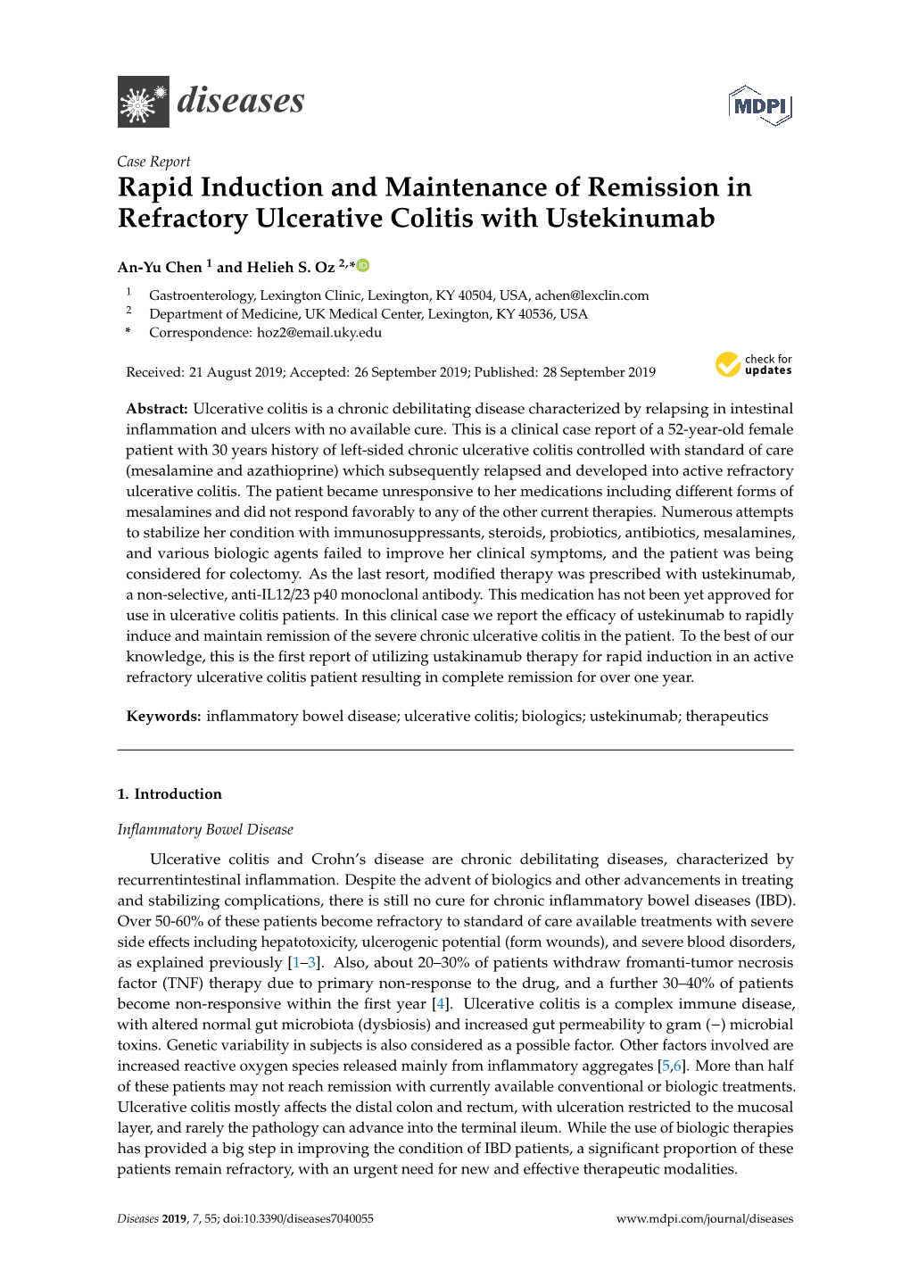 Rapid Induction and Maintenance of Remission in Refractory Ulcerative Colitis with Ustekinumab