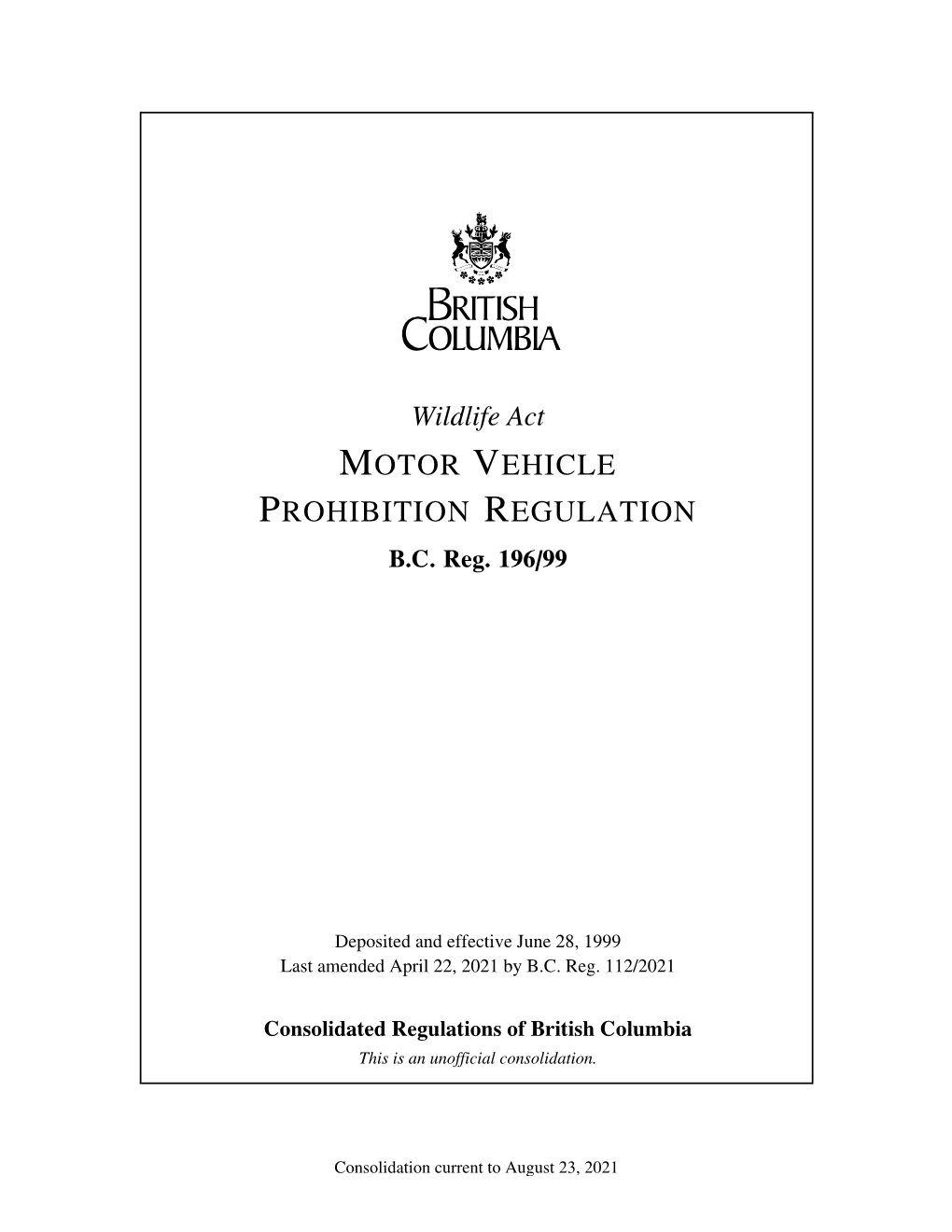 Motor Vehicle Prohibition Regulation B.C