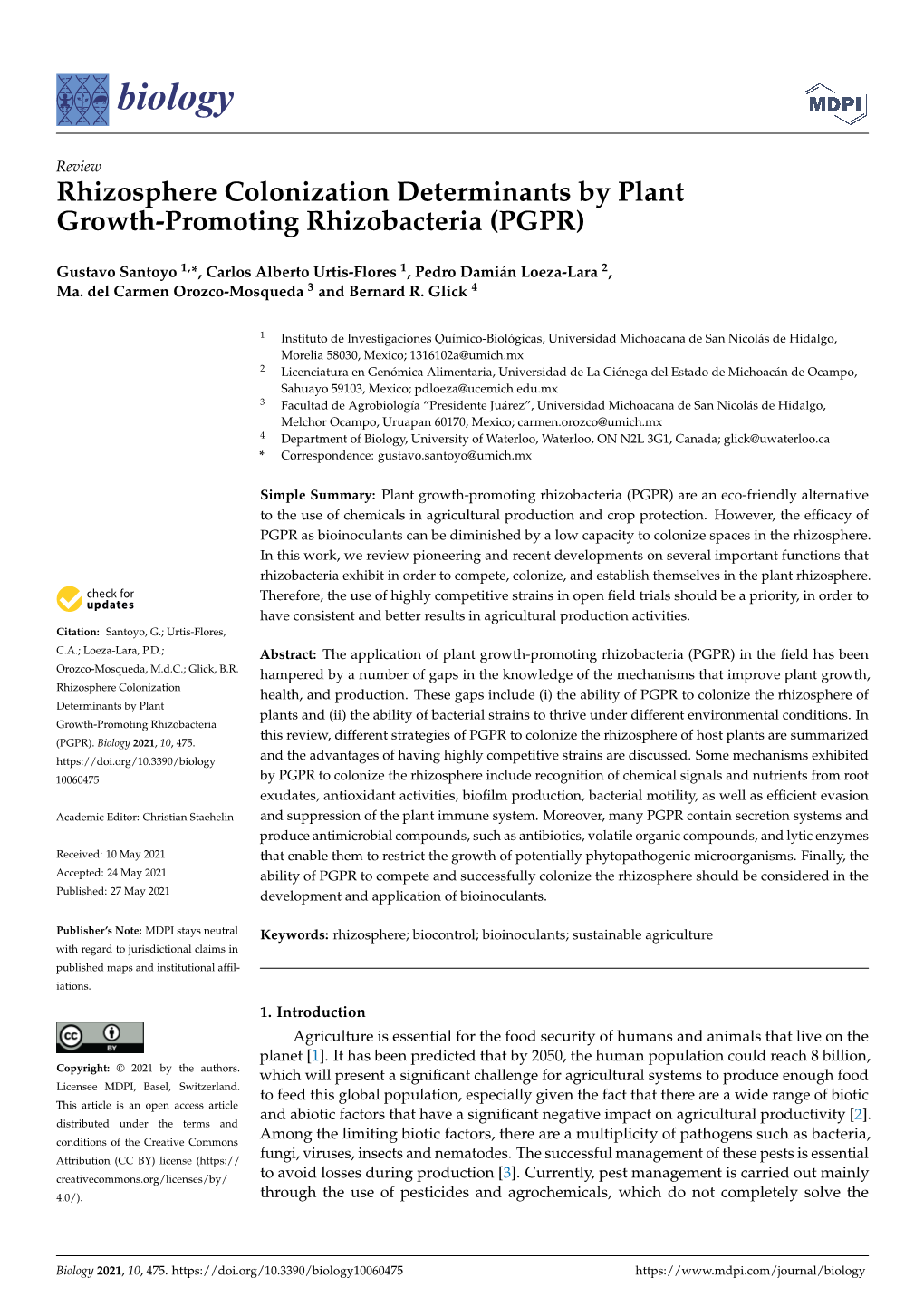 Rhizosphere Colonization Determinants by Plant Growth-Promoting Rhizobacteria (PGPR)