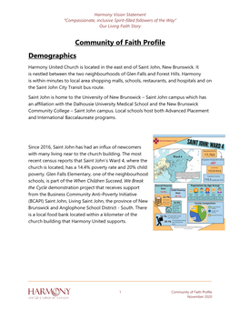 2020 COF Demographics – Harmony United Church