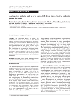 Antioxidant Activity and a New Butanolide from the Primitive